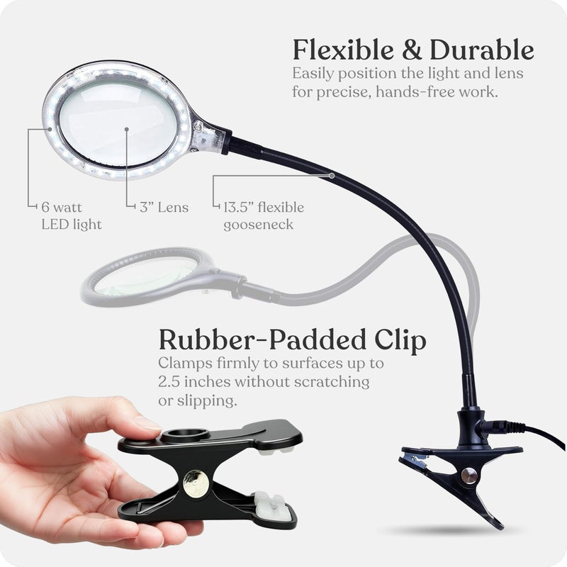 Brightech LightView Flex Magnifying Desk Lamp, 1.75X Light Magnifier, Adjustable Magnifying Glass with Light for Crafts, Reading, Close Work - Image 5